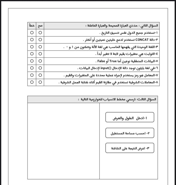 اختبار مهارات رقمية اول متوسط الفصل الاول الفترة الثانية 1447