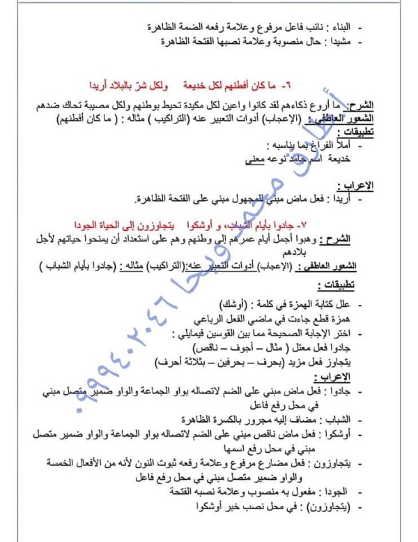 اعراب قصيدة تحية الى الشباب الصف التاسع وحل تطبيقات قصيدة تحيه إلى الشباب كاملة شرح وإعراب البيت. 6 و 7تحية إلى الشباب