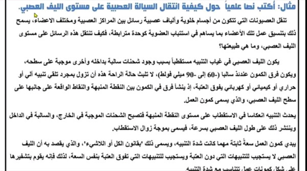 أكتب نص علمي حول آلية انتقال السيالة العصبية على مستوى الليف العصبي أولى ثانوي