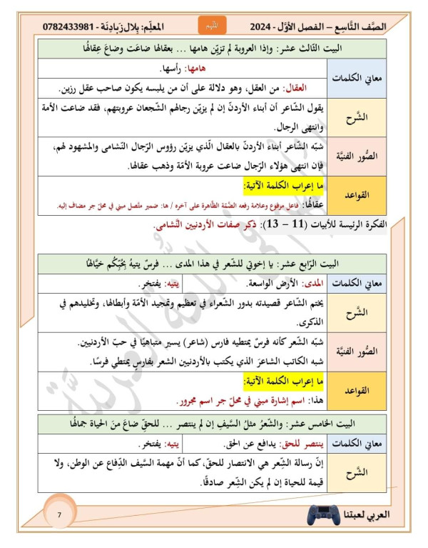 شرح قصيدة (هذا هو الأردنّ) الصف التاسع التعريف بالشاعر حيدر محمود